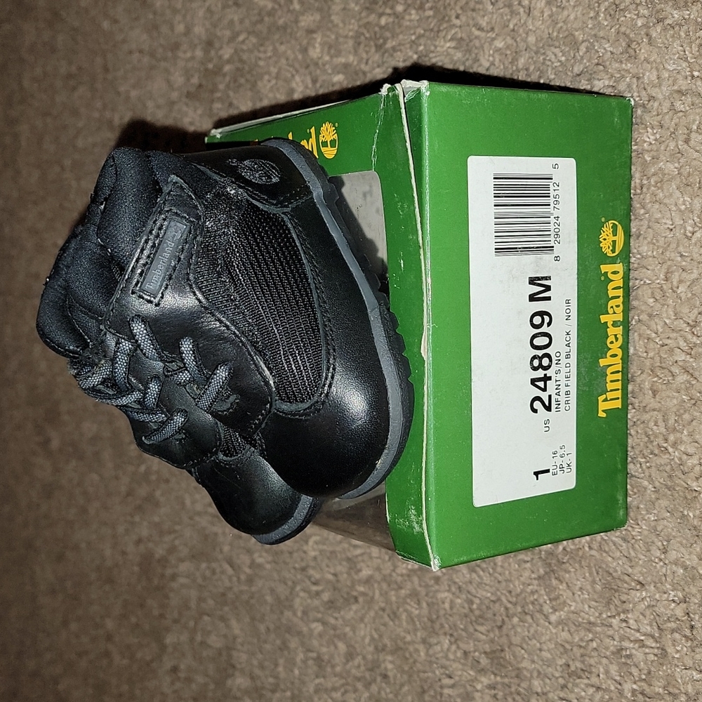 Like New Timberland Hard Bottom Crib Field Black Boots Sz 1c